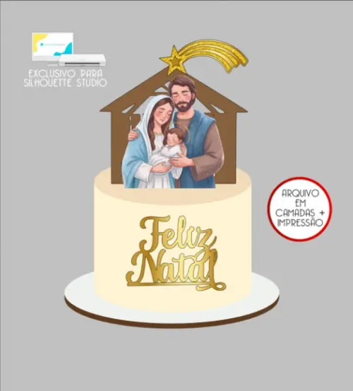 3102 - Arquivo Topo de Bolo Natal Presépio Menino Jesus