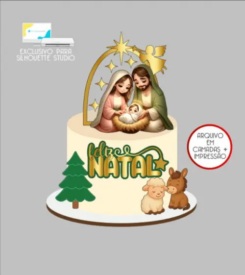 3108 - Arquivo Topo de Bolo Natal Presépio Menino Jesus