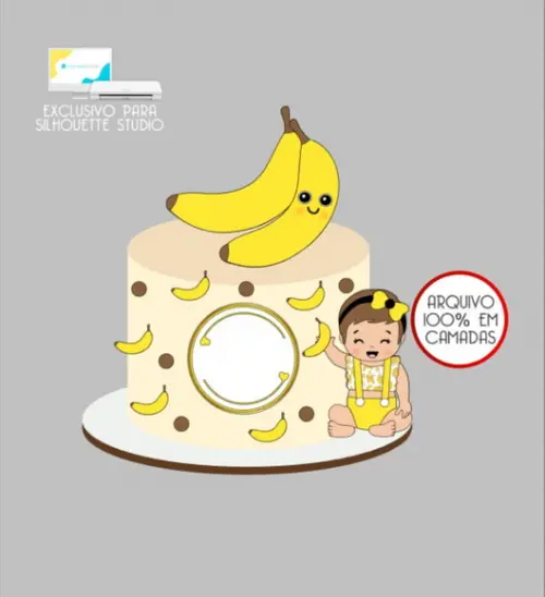 3110 - Arquivo Topo de Bolo Banana Menina Baby