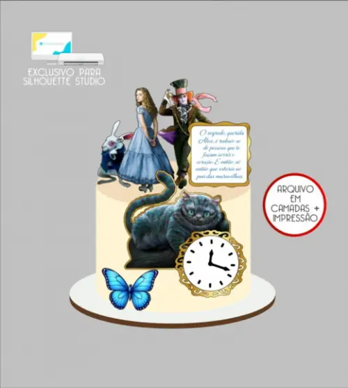 3113 - Arquivo Topo de Bolo Alice no País das Maravilhas