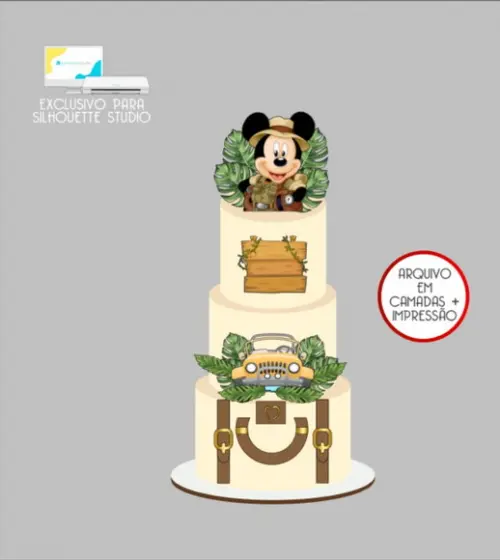 3159 - Arquivo Topo de Bolo Safari do Mickey
