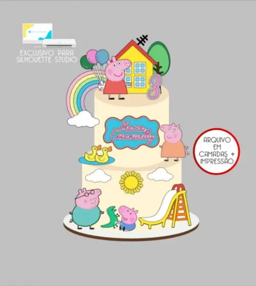 3175 - Arquivo Topo de Bolo Peppa Pig