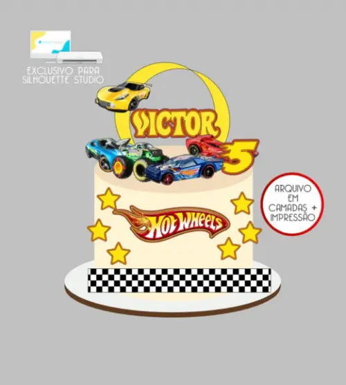 3179 - Arquivo Topo de Bolo Hotwheels