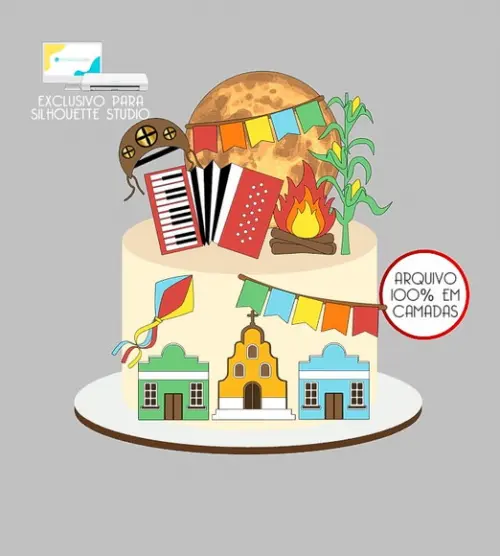 319 - Arquivo Topo de Bolo Junino Arraiá Sanfona