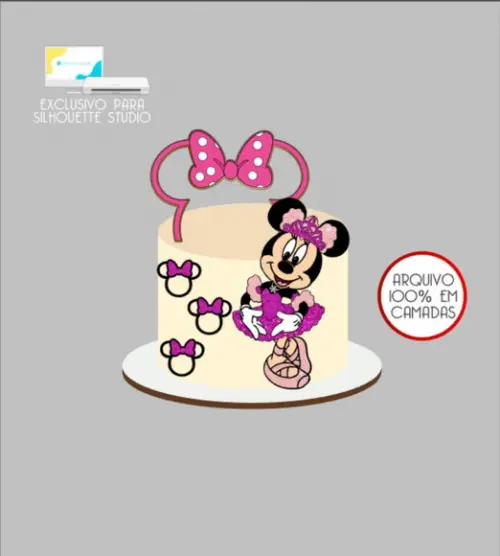 3189 - Arquivo Topo de Bolo Minnie Bailarina