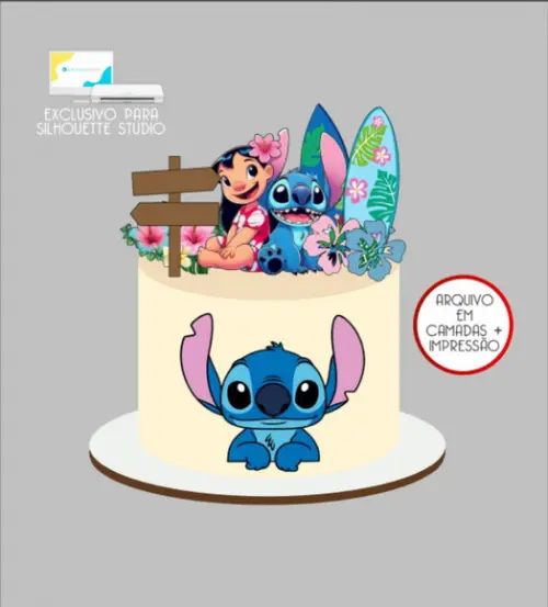 3206 - Arquivo Topo de Bolo Lilo e Stitch
