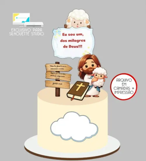 3214 - Arquivo Topo de Bolo Ovelhinha de Jesus