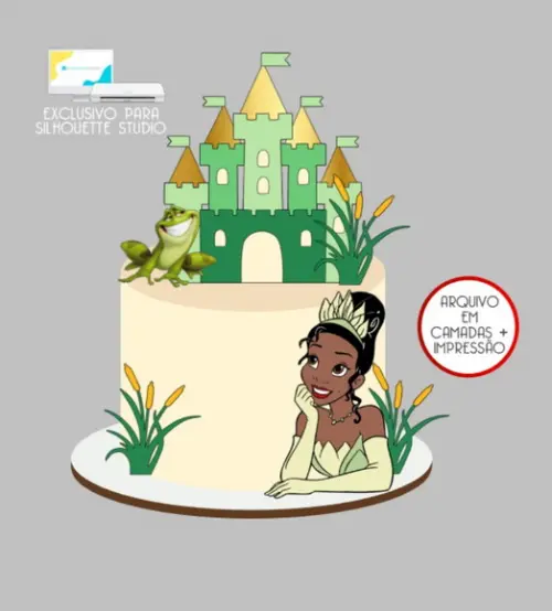 3212 - Arquivo Topo de Bolo Princesa Tiana