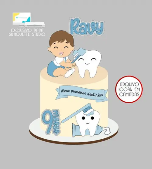 322 - Arquivo Topo de Bolo Dentinho Menino Baby