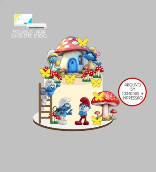 3217 - Arquivo Topo de Bolo os Smurfs