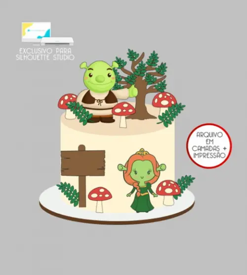 3234 - Arquivo Topo de Bolo Shrek e Fiona
