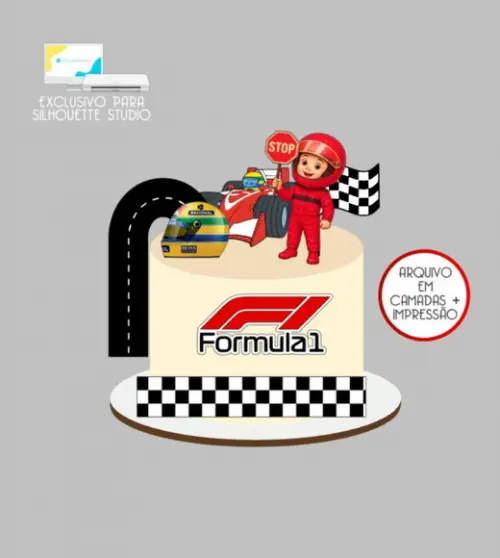 3248 - Arquivo Topo de Bolo Fórmula 1 Ferrari Senninha
