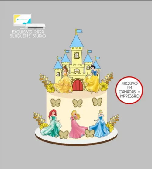 3252 - Arquivo Topo de Bolo Princesas Disney