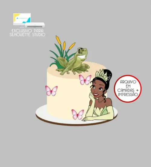 3255 - Arquivo Topo de Bolo Princesa Tiana