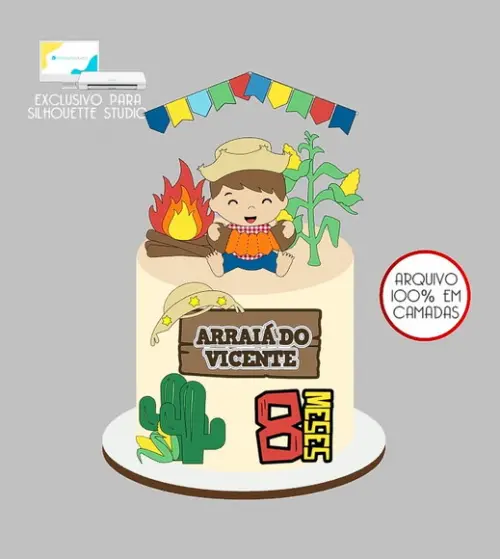 325 - Arquivo Topo de Bolo Junino Arraiá Menino Sanfoneiro