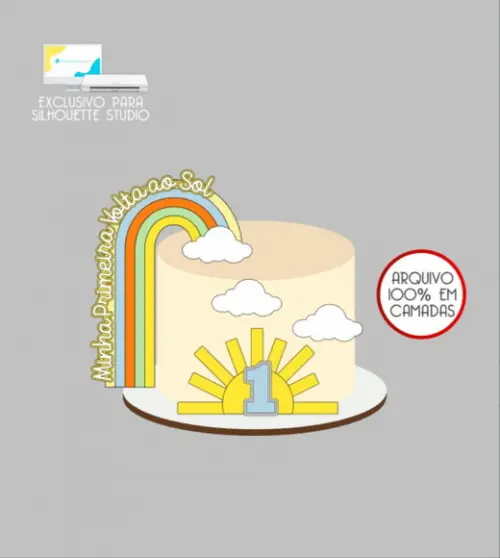 3257 - Arquivo Topo de Bolo Minha Primeira Volta ao Sol