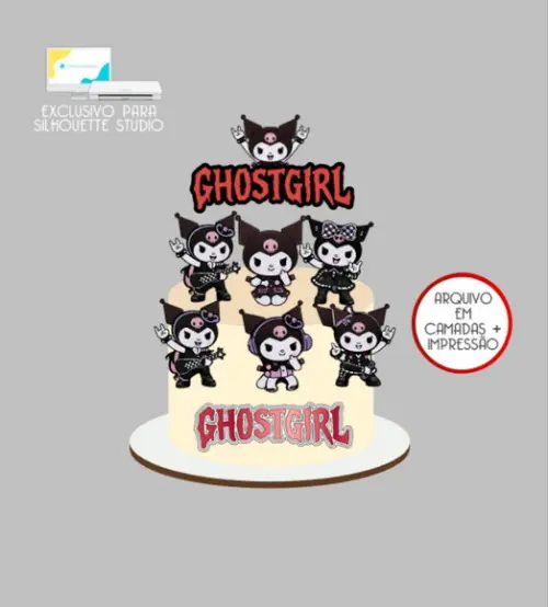 3273 - Arquivo Topo de Bolo Kuromi Ghostgirl