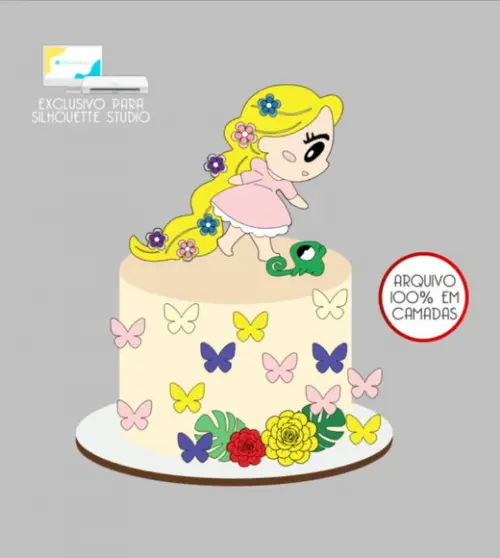 3295 - Arquivo Topo de Bolo Rapunzel Baby