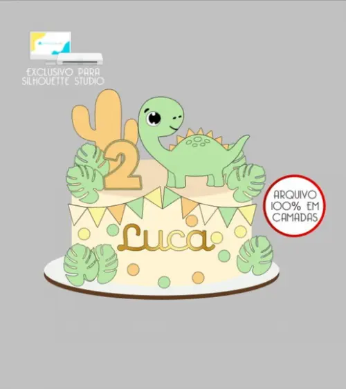 3299 - Arquivo Topo de Bolo Dinossauro Baby