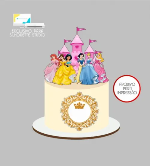 3306 - Arquivo Topo de Bolo Princesas Disney