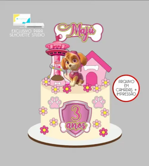 3304 - Arquivo Topo de Bolo Skye Patrulha Canina