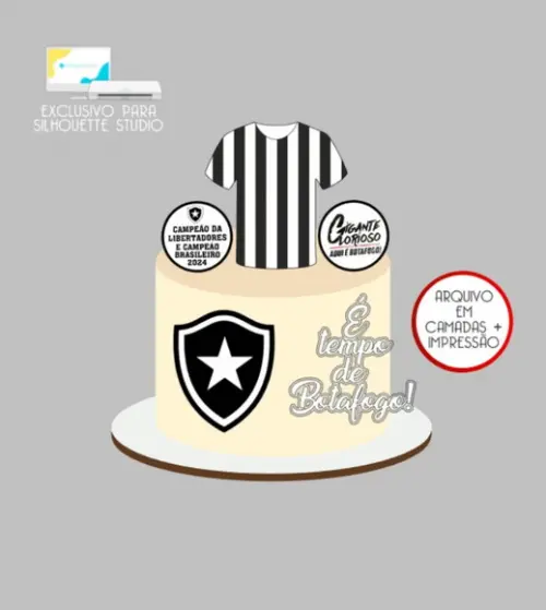 3312 - Arquivo Topo de Bolo Futebol Botafogo