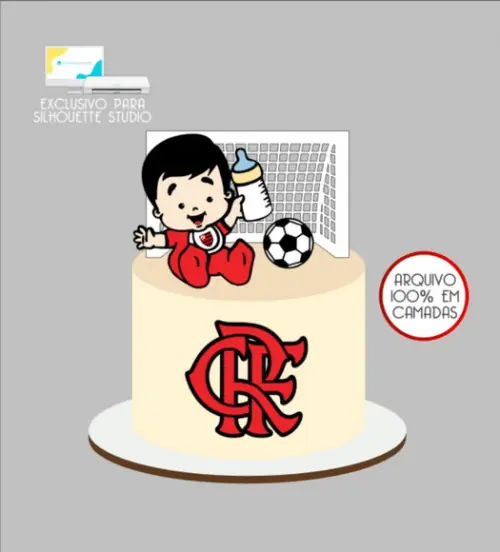3318 - Arquivo Topo de Bolo Flamengo Menino Baby