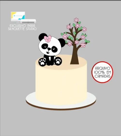 3316 - Arquivo Topo de Bolo Urso Panda