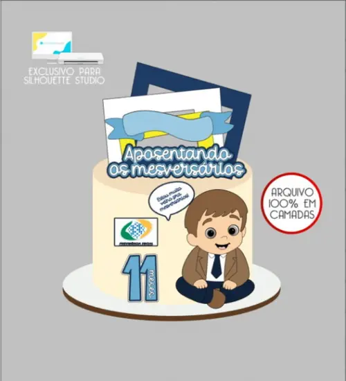 3319 - Arquivo Topo de Bolo Aposentando os Mesversarios Inss