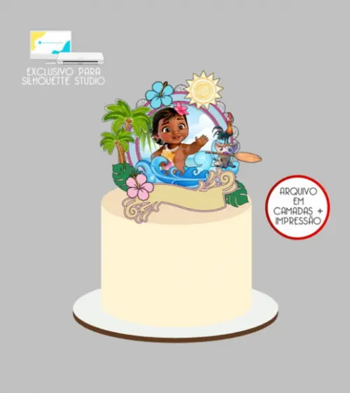 3317 - Arquivo Topo de Bolo Shaker Moana