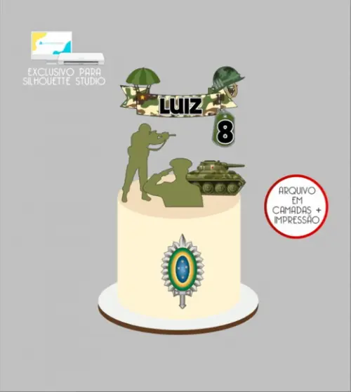 3340 - Arquivo Topo de Bolo Exército Soldado
