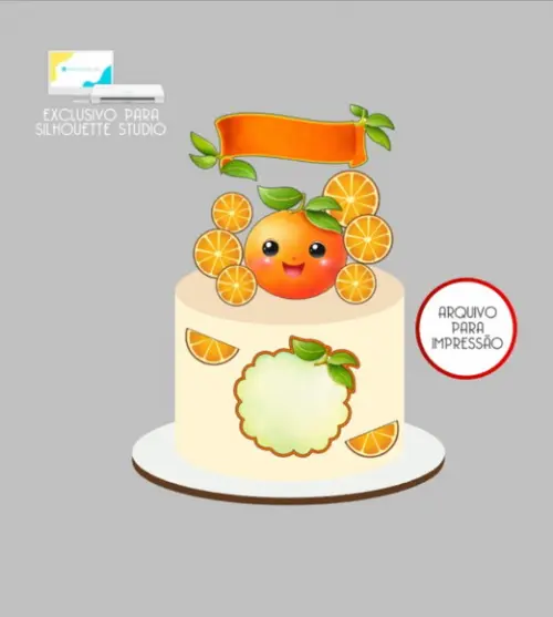 3349 - Arquivo Topo de Bolo Laranja Laranjinha