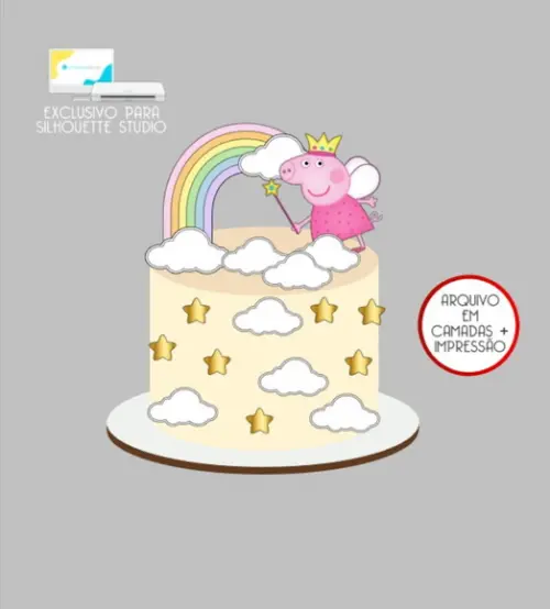 3350 - Arquivo Topo de Bolo Peppa Pig Fada