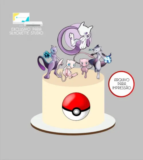 3363 - Arquivo Topo de Bolo Mew Pokémon