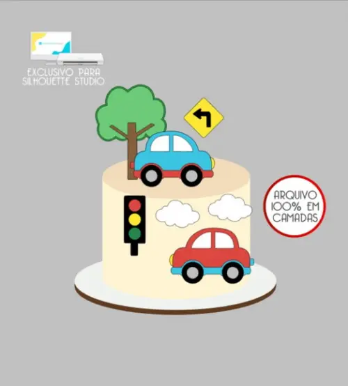 3377 - Arquivo Topo de Bolo Carrinhos