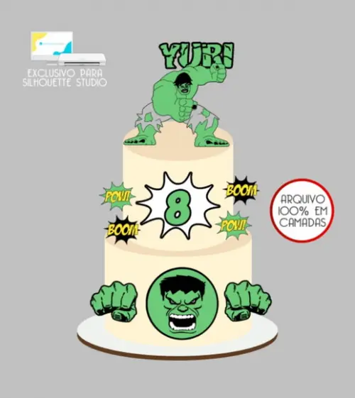 3384 - Arquivo Topo de Bolo Hulk