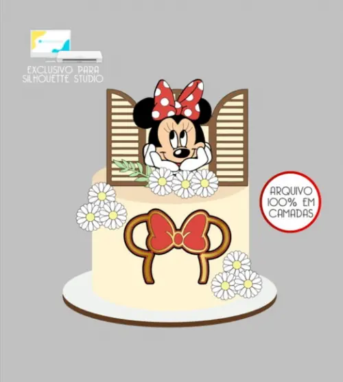 3398 - Arquivo Topo de Bolo Minnie Janela