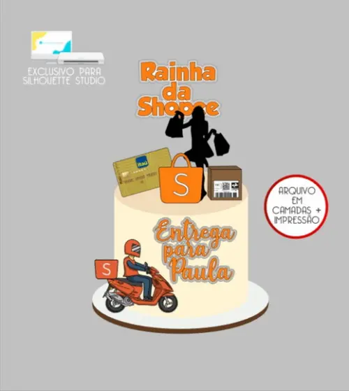 3401 - Arquivo Topo de Bolo Compras Rainha da Shopee