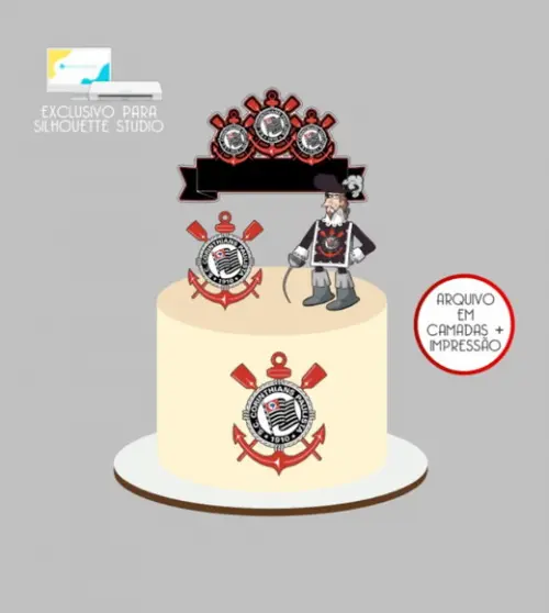 3399 - Arquivo Topo de Bolo Futebol Corinthians