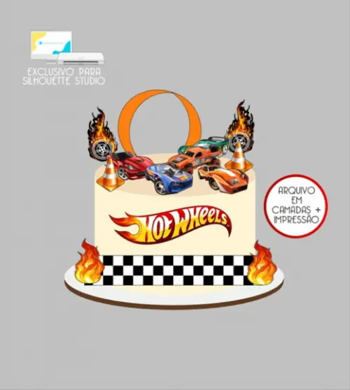 3418 - Arquivo Topo de Bolo Hotwheels