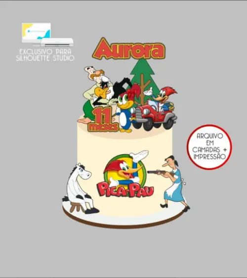 3427 - Arquivo Topo de Bolo Pica-pau