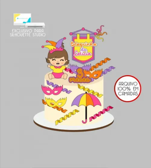 3431 - Arquivo Topo de Bolo Carnaval Menina Baby