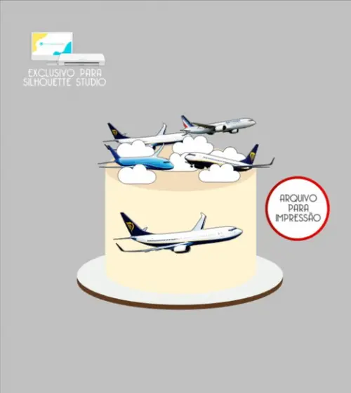 3438 - Arquivo Topo de Bolo Aviador Avião