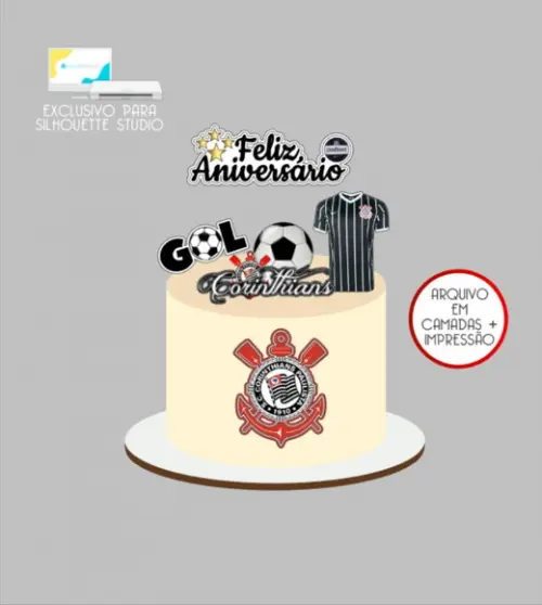 3442 - Arquivo Topo de Bolo Futebol Corinthians