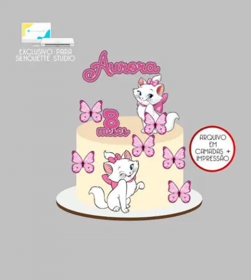 3437 - Arquivo Topo de Bolo Gatinha Marie