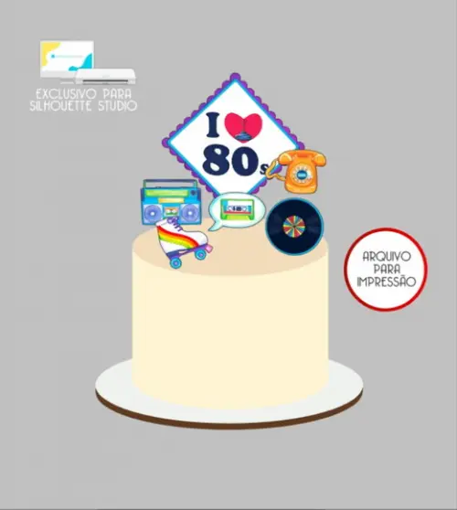 3439 - Arquivo Topo de Bolo Anos 80 Discoteca
