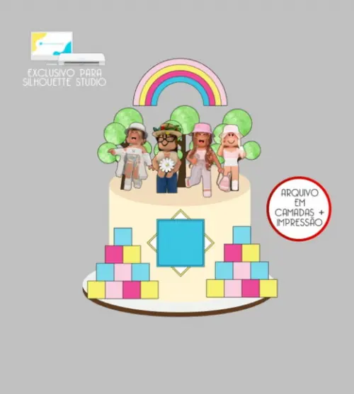 3444 - Arquivo Topo de Bolo Roblox Menina