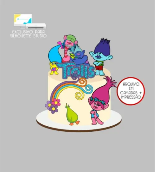 3445 - Arquivo Topo de Bolo Trolls