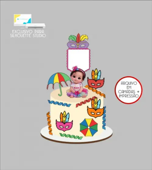 3452 - Arquivo Topo de Bolo Carnaval Menina Baby