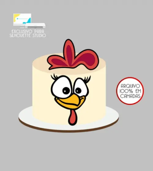 3461 - Arquivo Topo de Bolo Rosto Galinha Pintadinha